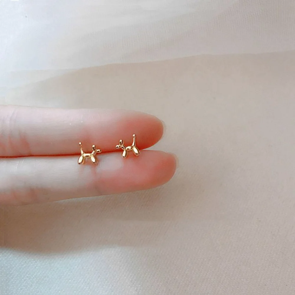 NEW Unisex Gold-Plated S925 Balloon Dog Stud Earrings,‎ 0.7cm